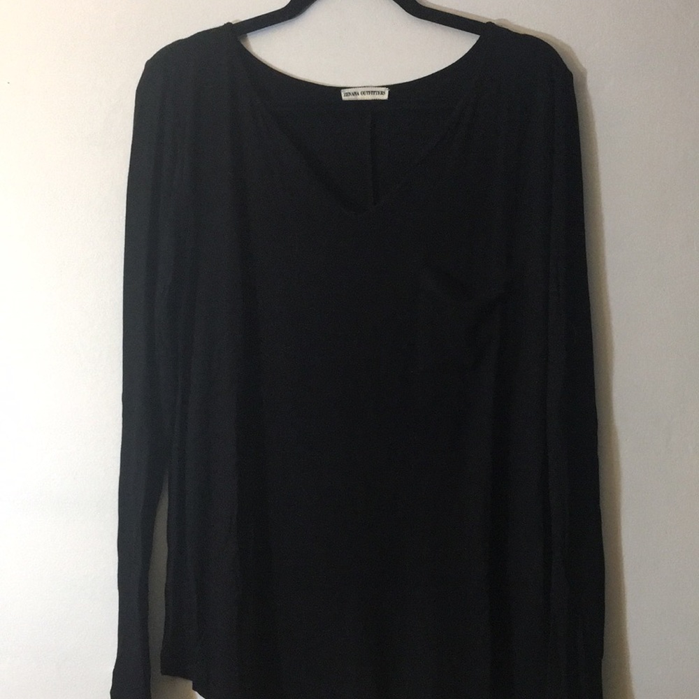 Nwot Basic Knotched Neckline Pocket Long Sleeve - image 2